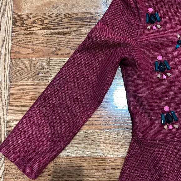 Dolce Vita wool blend purple wine jewel embellished peplum top small - Picture 4 of 7